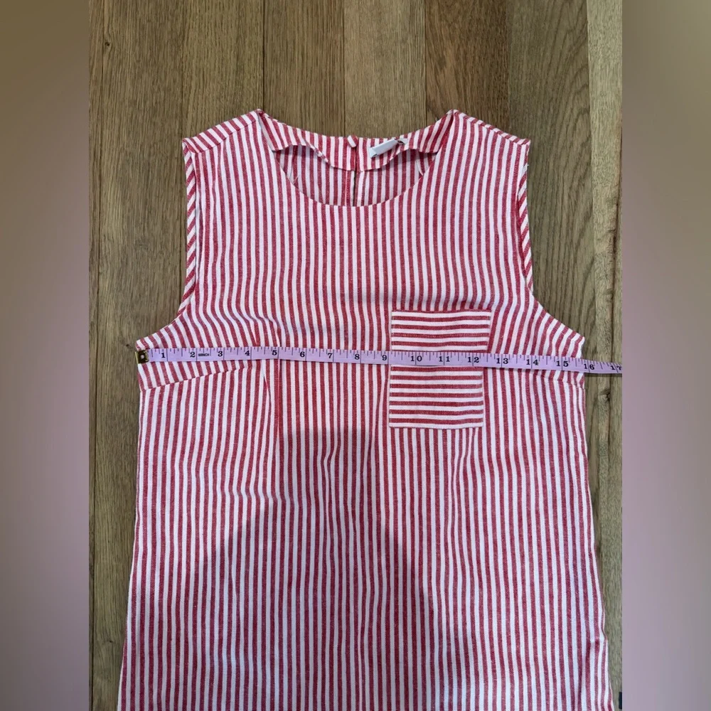 ❤️ J.Crew Red & White Striped Linen Blend Sleeveless Top Size 0 ✨